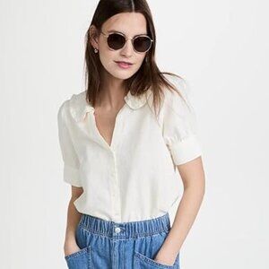 Madewell Linen-Blend Peter Pan Collar Shirt